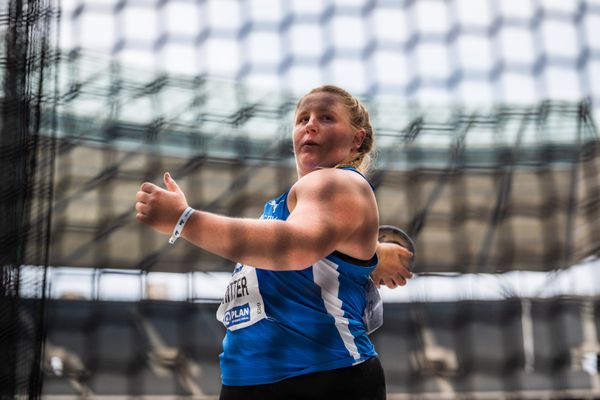 Julia Ritter (TV Wattenscheid 01) beim Diskus waehrend der deutschen Leichtathletik-Meisterschaften im Olympiastadion am 25.06.2022 in Berlin